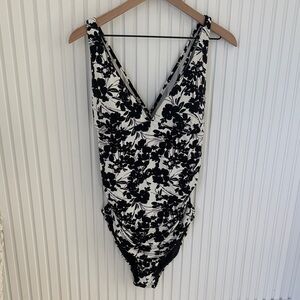 Floral Black and White Women's Bodysuit